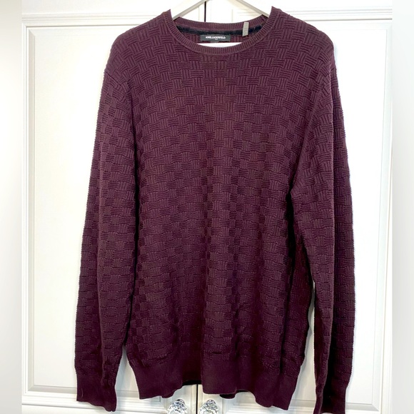Karl Lagerfeld Men’s Size Large Purple Crew Neck Sweater Shirt Top - Picture 1 of 8